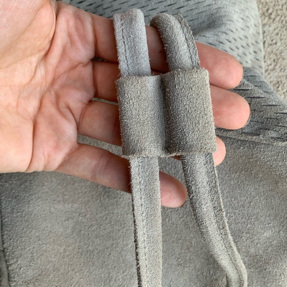 MONSERAT DE LUCCA Perforated Leather Suede Light Grey Small Backpack LIKE NEW - Picture 15 of 16